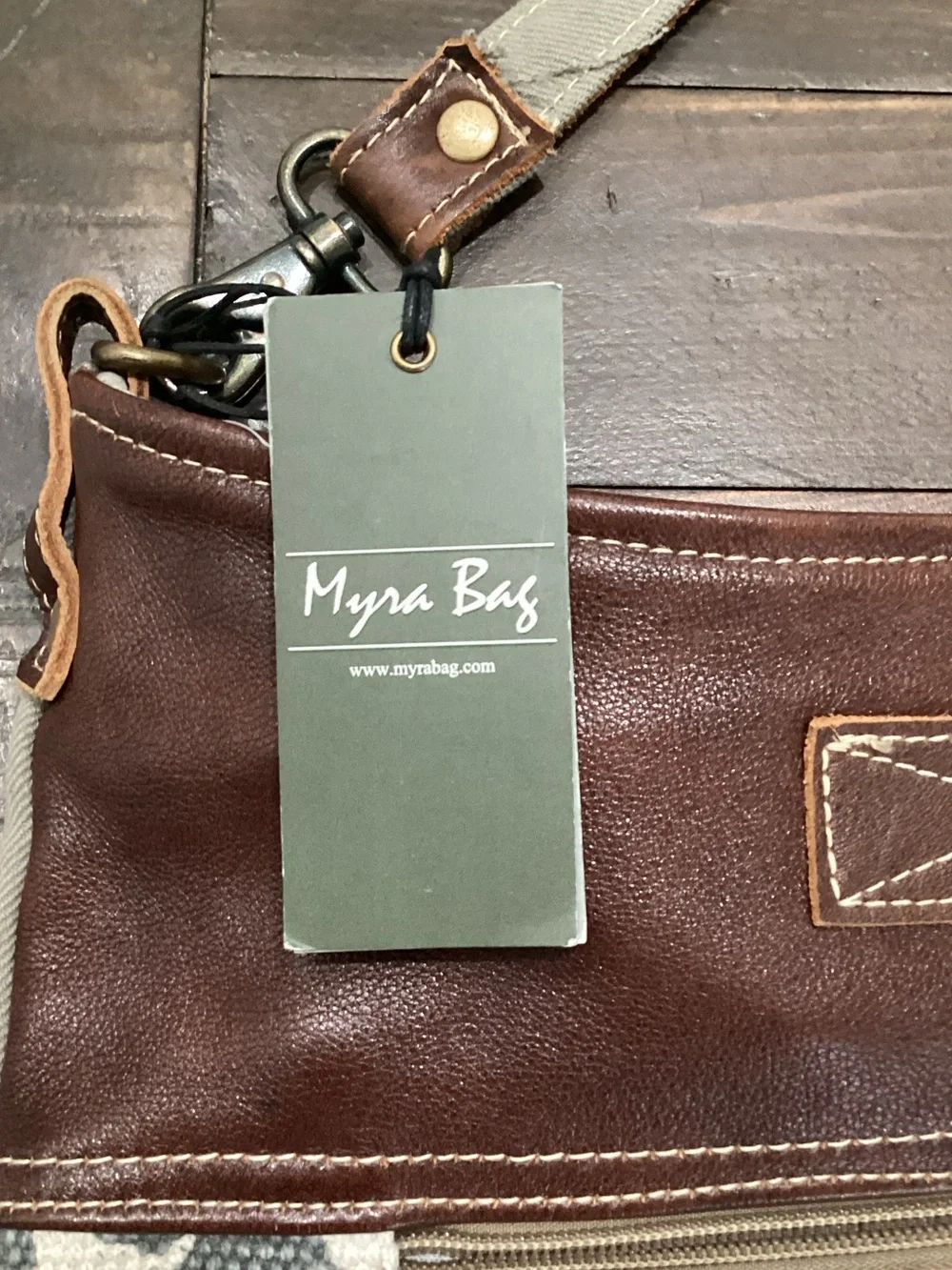 Myra Bag Brown Leather & Gray Camo Shoulder Bag